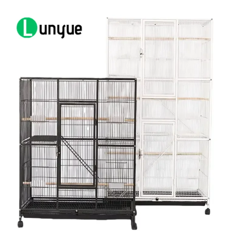 Large Sturdy Iron  Shaped Parrot Cage Spacious Indoor Bird Pet House Durable Metal Structure for Small to Medium Birds Easy