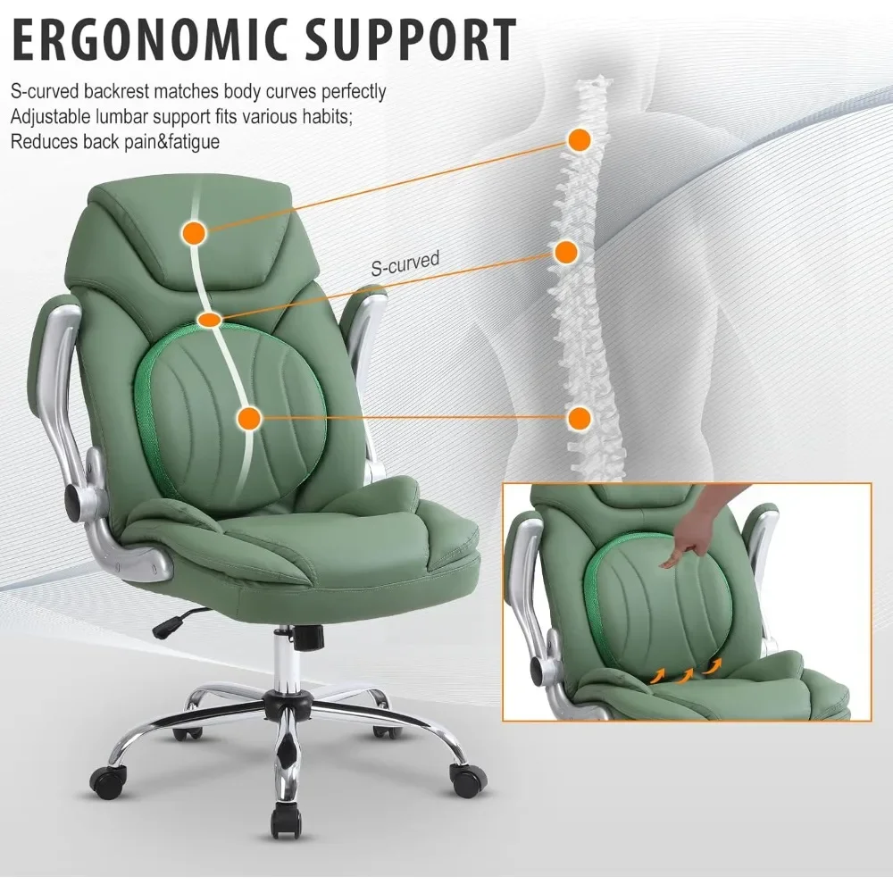 

Swivel office chair with wheels and lumbar support, with reversible armrests