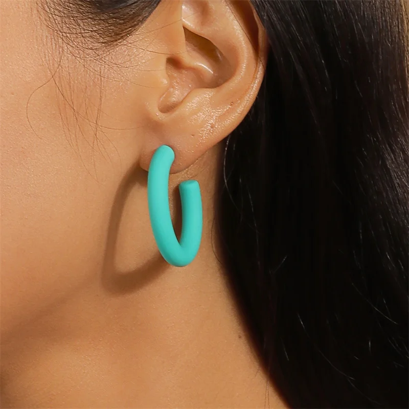 Aihua Koreanische Einfache Große Runde Hoop Ohrringe Für Frauen Bunte Geometrische Kunststoff Übertrieben Ohrring Trendy Ohrringe Schmuck – Detail 18