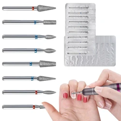 10-2Pcs Diamond Nail Drill Bit Milling Cutter For Cuticle Clean Electric Nail File Gel Overflow Removal Manicure Pedicure Tool
