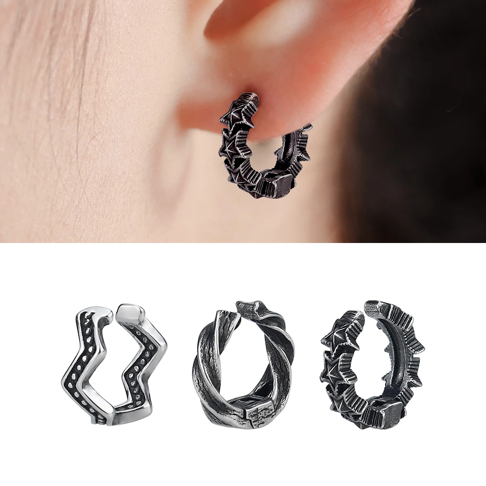 Korean Fashion Clip-on for Women man Minimalist Five-pointed Star Ear Cuff No Piercing Needed Irregular Accessory