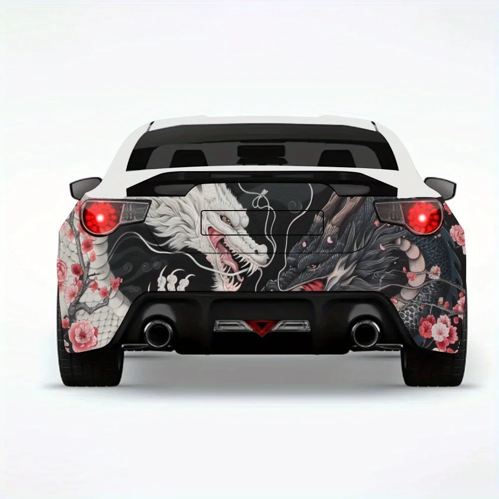 

Tai Chi Double Dragon Art Decor Car Sticker,Vinyl Decal for Car Rear, Waterproof Self-Adhesive Vinyl Stickers for Vehicle Tail a