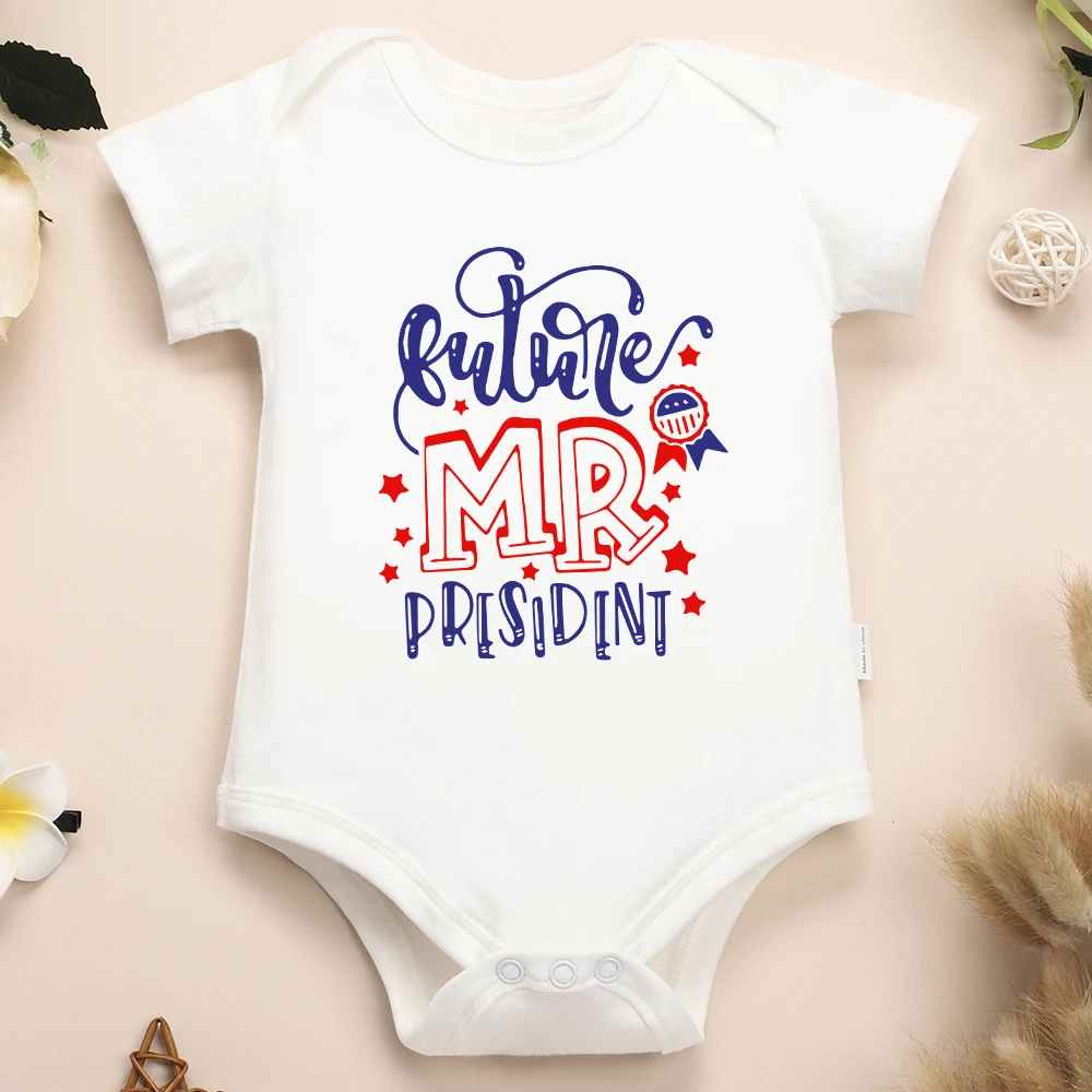 Future Mr President Fun Cute Baby Boy Clothes Onesie Fashion Harajuku Streetwear Cotton Toddler Playsuit Comfortable Breathable