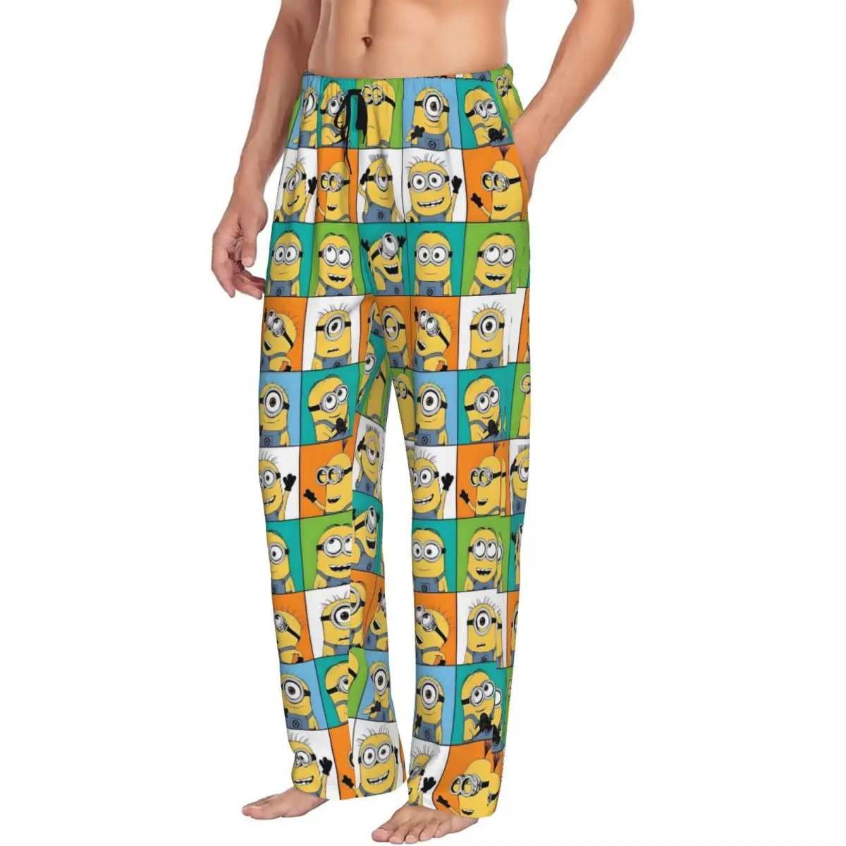 Custom M-Minions  Cartoons Movies Pajama Pants Sleepwear Men's Elastic Waistband Comic Hot Sleep Lounge Bottoms with Pockets