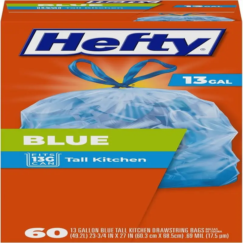 

Мешки для мусора Hefty Blue, синие, 13 галлонов, 60 шт.