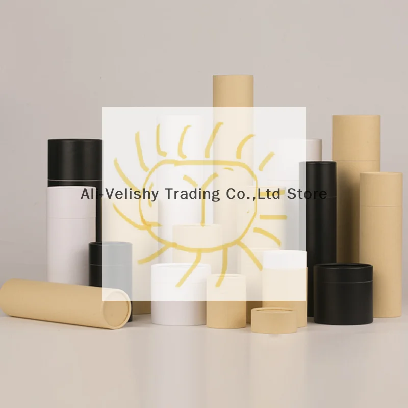 1Pcs Empty Thick Round Cowhide Empty Paper Tube Essential Oil Roller Bottle Packaging Box For Oil Perfume Container