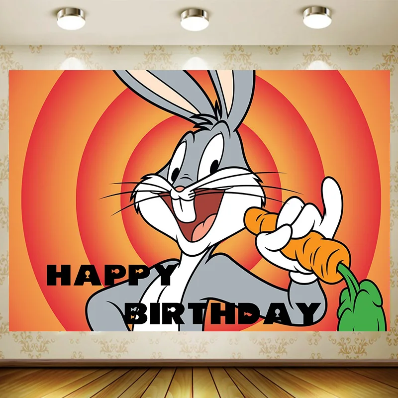 Bugs Bunny  Birthday Supplies Girl Party Banner Kid Cartoon Decoration Background Photography backdrop