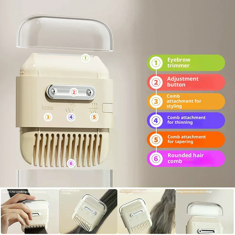 6 In 1 Double Headed Hair Trimmer Combs, Multifunctional Manual Bangs Cutter Thinning Shaving Remover, Professional Hair Cutting