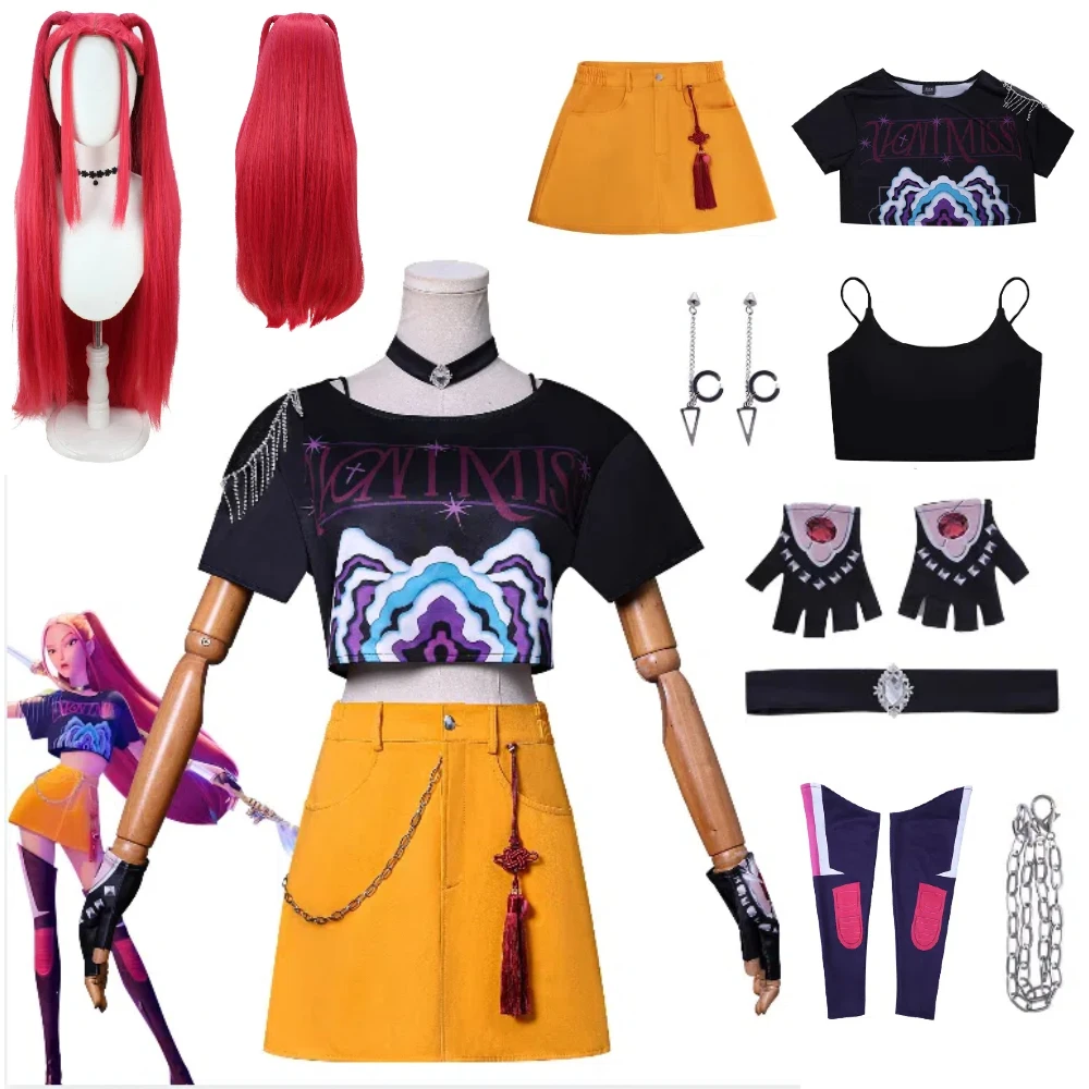 

Anime KPop Demon Cos Hunter Superstar Mira Cosplay Costume Mira Wig Ring Full Set Girl Group Suit Women Halloween Party Roleplay