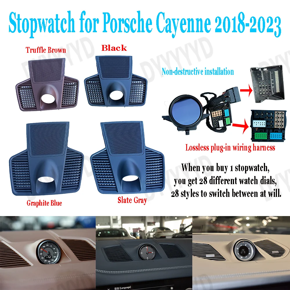 

Sport Chrono LCD Stopwatch for Porsche Cayenne 958 958.2 E2.2 9Y0 9YA Clock Compass Interior Decoration Digital Clock Dashboard