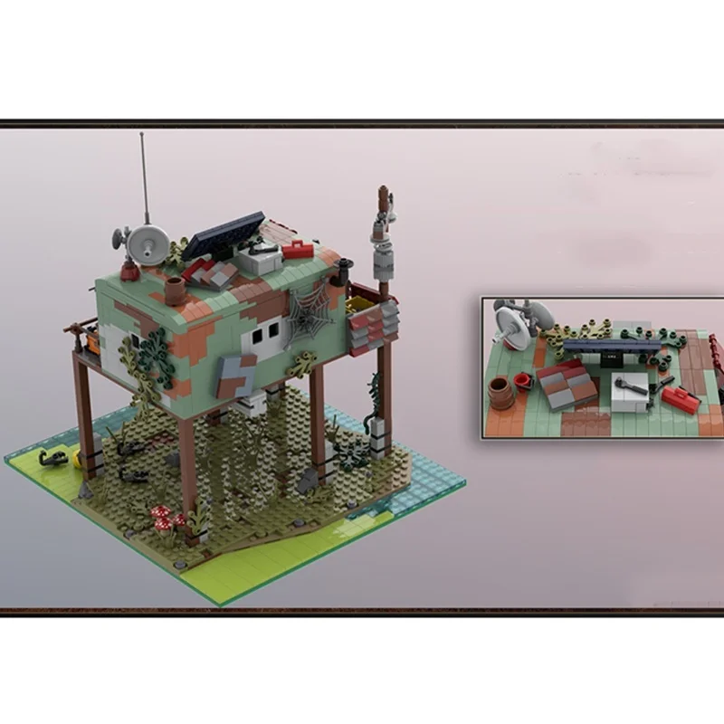 1588pcs MOC Post Apocalyptic Survivors Trailer Castle Model Building Blocks Toy Construction Christmas Gifts Display Collection