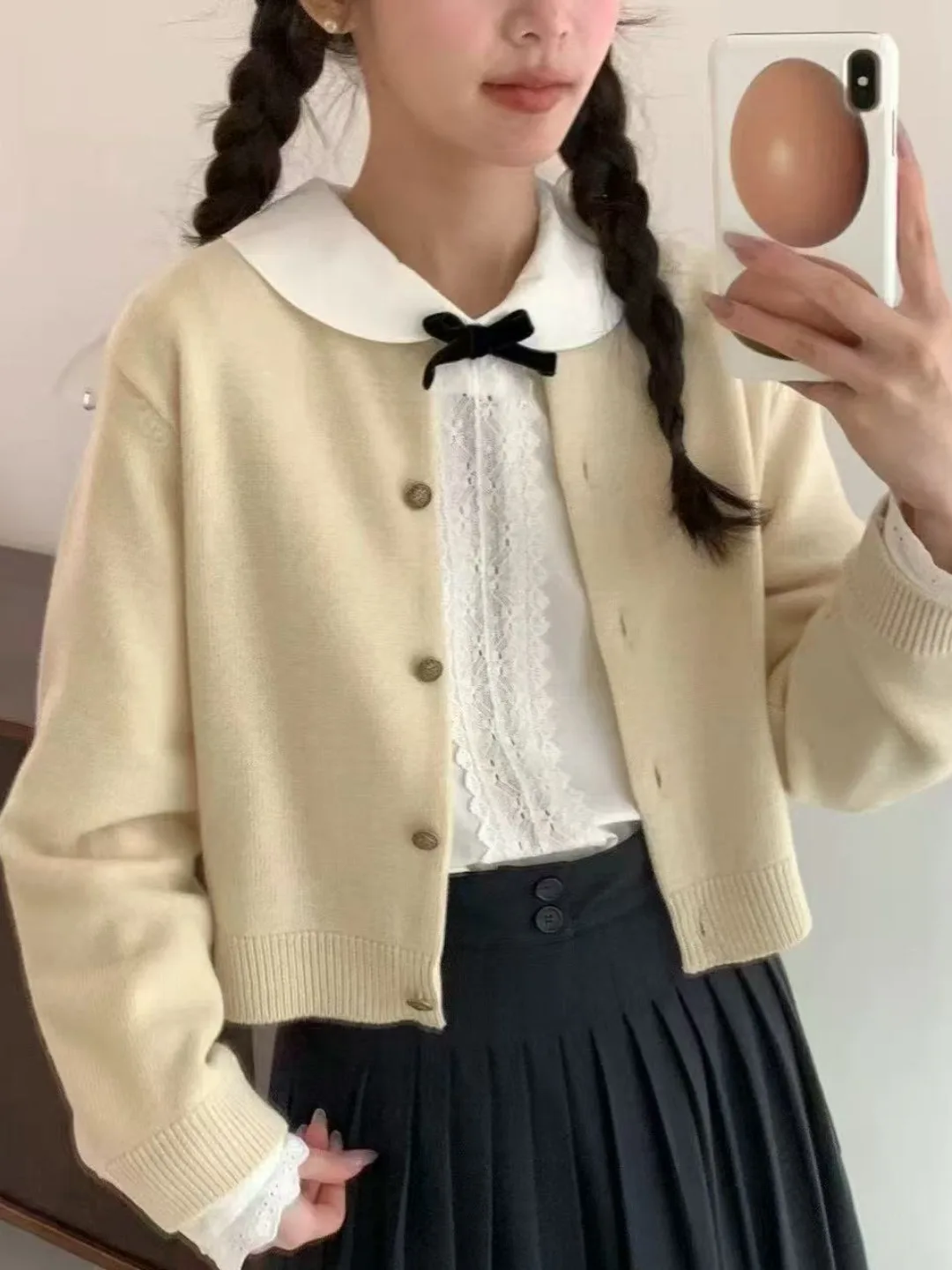 

Женский открытый кардиган в японском стиле в стиле ретро, свободный повседневный мягкий вязаный топ Lazy ort на осень-зиму, корейский Sle