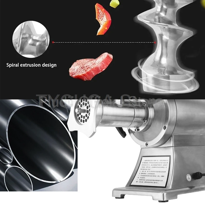 ماكينة مفرمة اللحم من الفولاذ المقاوم للصدأ بقدرة 450 وات للاستخدام المنزلي التجاري 150 كجم/ساعة مطحنة صغيرة لمطعم المطبخ والمنزل