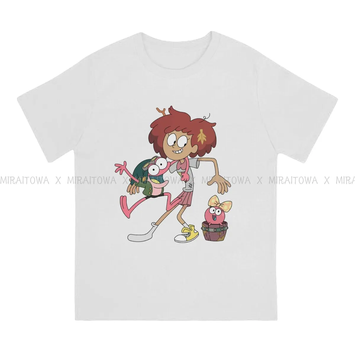 Amphibia Frog Anime Anne Polly and Sprig  Tshirt Homme Men's Streetwear Blusas Loose Cotton T Shirt For Men