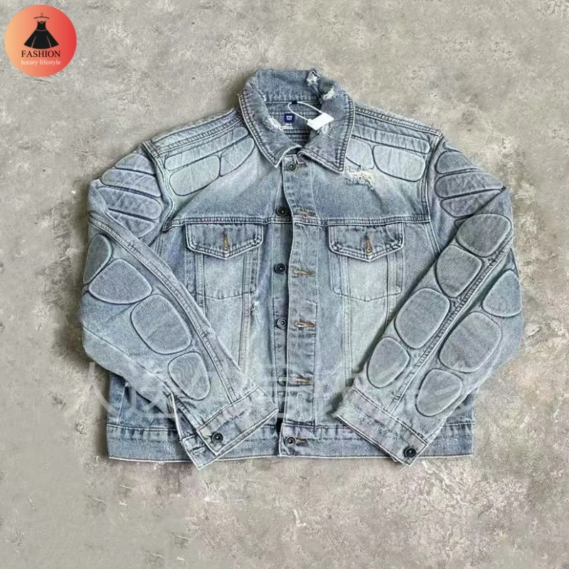 

Heavy Industry YZY 3D Embossed Denim Jacket Washed and Pleated Shirtwaicho Vintage Men's Women's Top Quality Jacket