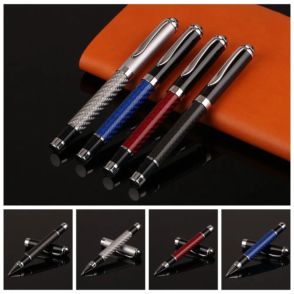 Elegant Carbon Fiber Fiber Signature Pen Golden Smooth Metal Signature Pen Black Refill 0.5mm Premium Gel Pens Present