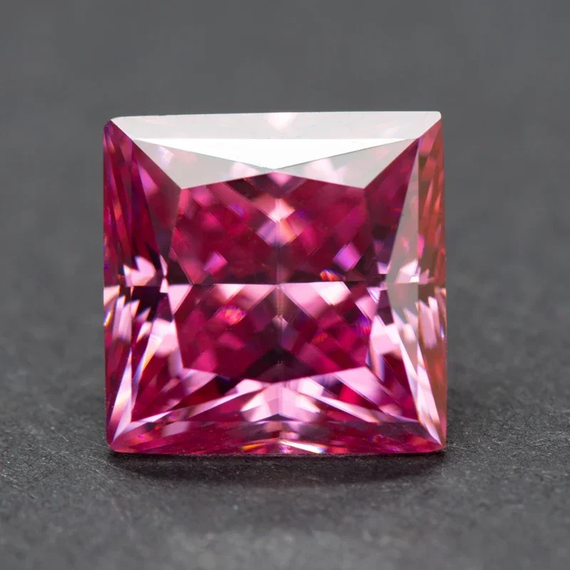 

Moissanite Princess Cut Pink Charms Gemstone Jewel Making DIY Ring Necklace Earrings Main Materials with GRA Certificate