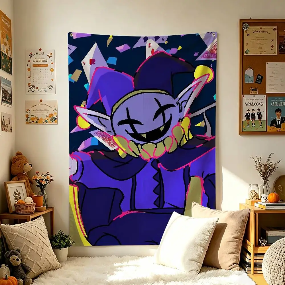 D-Deltarune J-Jevil Home Decor Vertical Flags Indoor Outdoor Hanging Decor for Bedroom Living Room Wall Decoration