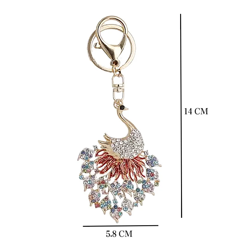 Peacock Keychains for Women Cute Rhinestone Animal Key Chain Charm Purse Handbags Charms Bag Backpack Tote Pendant Accessories