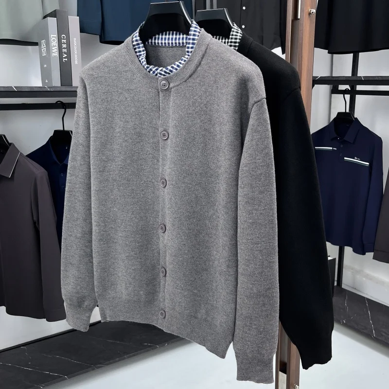 Men's Autumn Winter Long Sleeves False Two-Piece Knitwear Britain Keep Warm High Quality Sweater Leisure Trend Men's Clothing