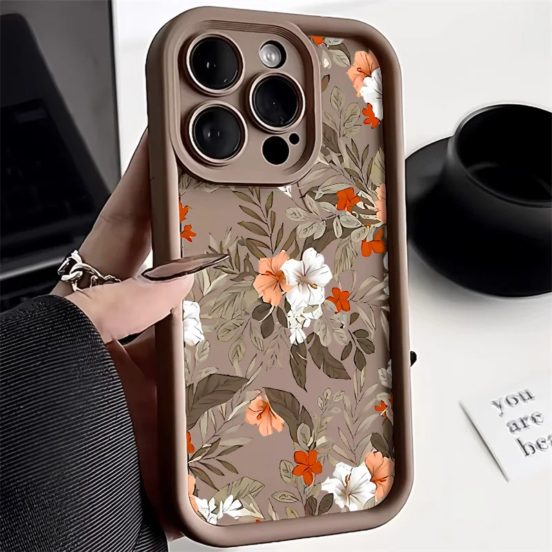 Small fresh flowers for iPhone 11 13 12 15 14pro Max iPhone XS XR X 7 Or 8plus SE 2020 case cushioning soft XSMAX14Or15Plus case