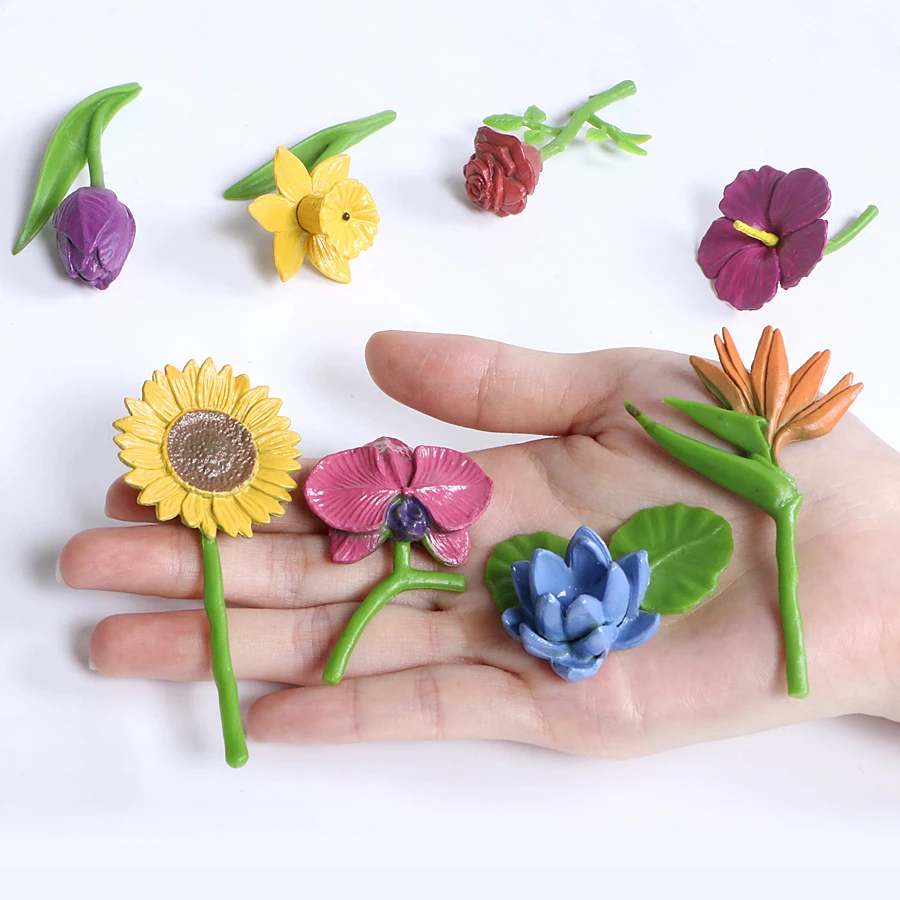 Montessori Material Hand-painted Realistic Flower Rose,Sunshine Models Action Figures Biology Educational Cognitive Toy For Kids