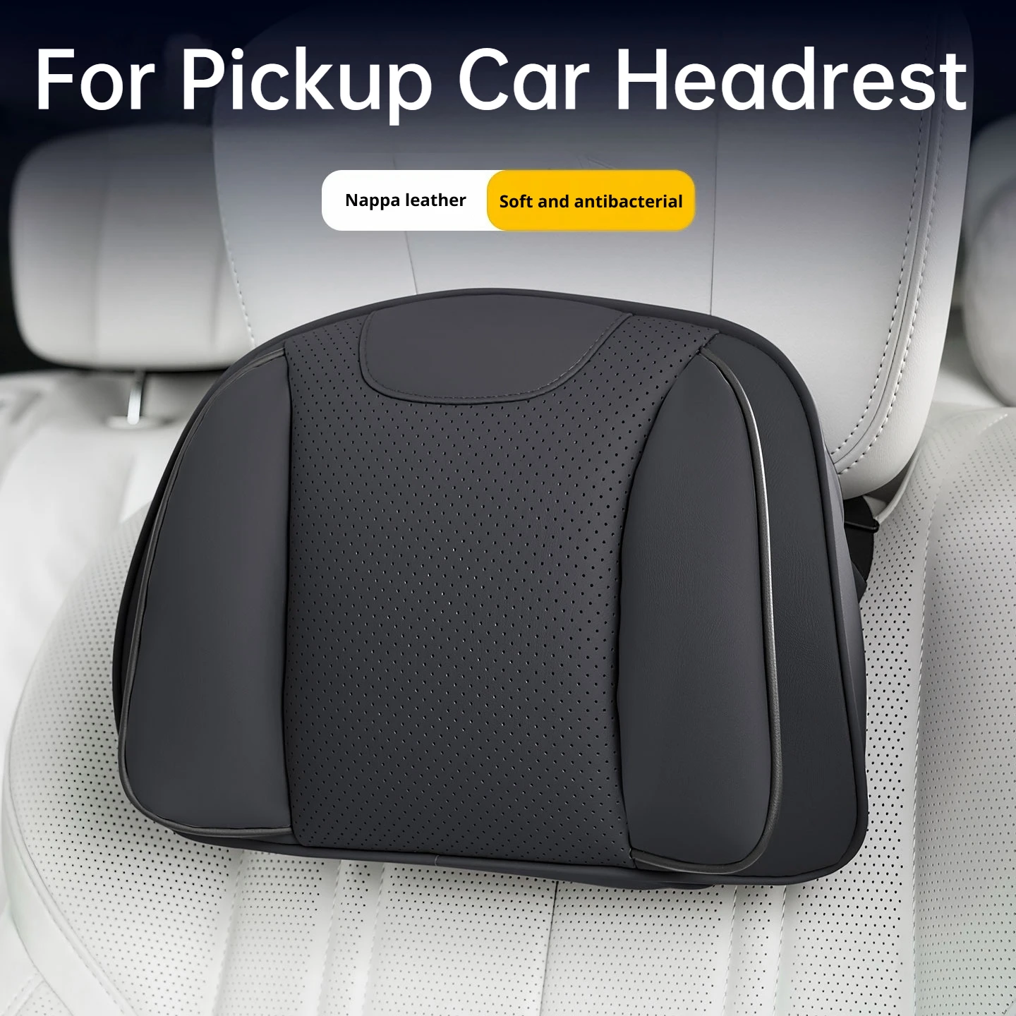 Leather Car Headrest Lumbar Cushion For Pickup F‑150 Ranger Silverado Ram 1500 Sierra Tacoma Tundra Hilux Maverick Accessories