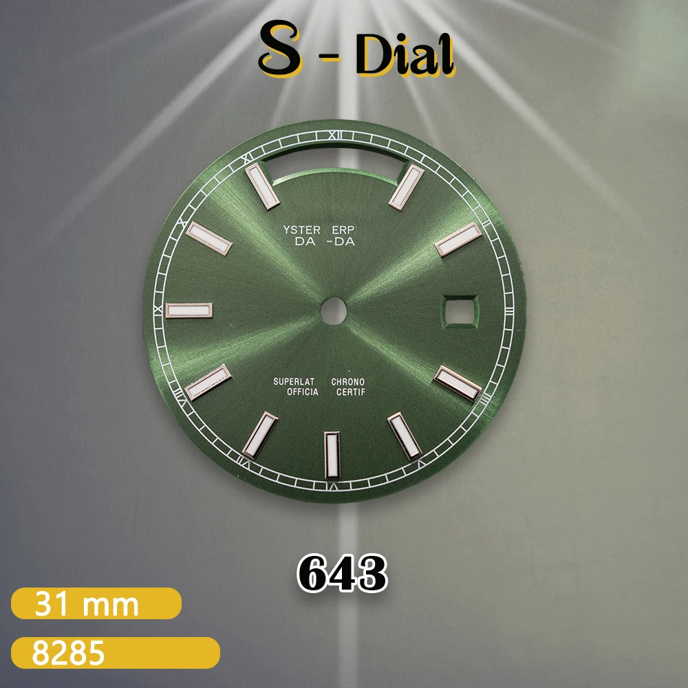 31mm S Logo Grey Log Dial Suitable For 8285 Movement Green Luminous Quality Delicate Watch Modification Accessories tools