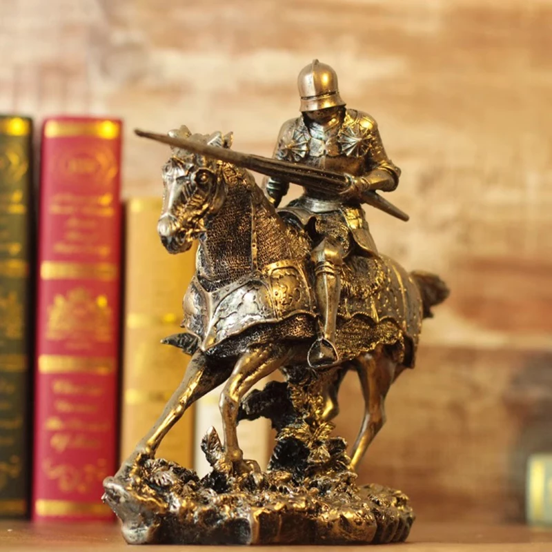 European medieval Roman Spartan armor knight resin sculpture craft Ornaments retro Figurine Art statue home Room decoration Gift