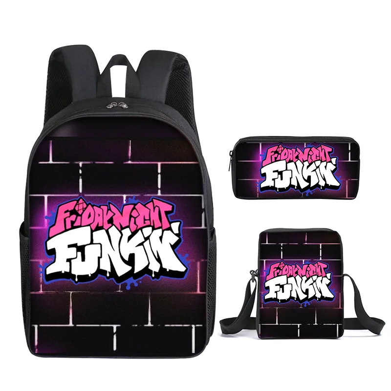 2026 Popular Friday Night Funkin 3pcs/Set Backpack 3D Print School Student Bookbag Travel Laptop Daypack Shoulder Bag Pencil