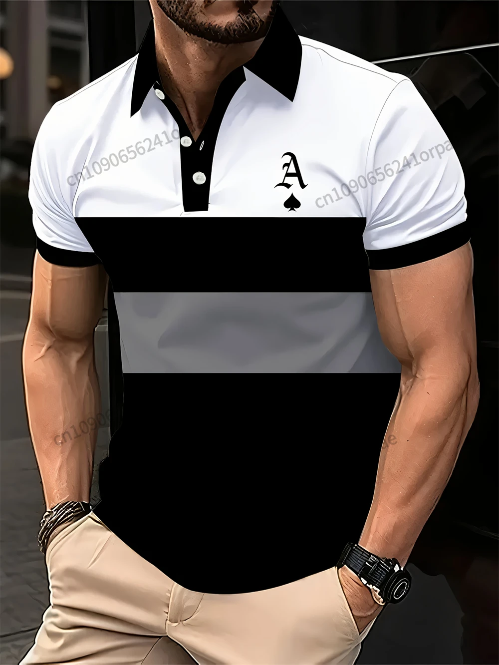 Men's Casual Geometric Pattern Polo Shirt New Style 3D Printing Design Men's Polo T-shirt Slightly Elastic Casual Men's Clothing