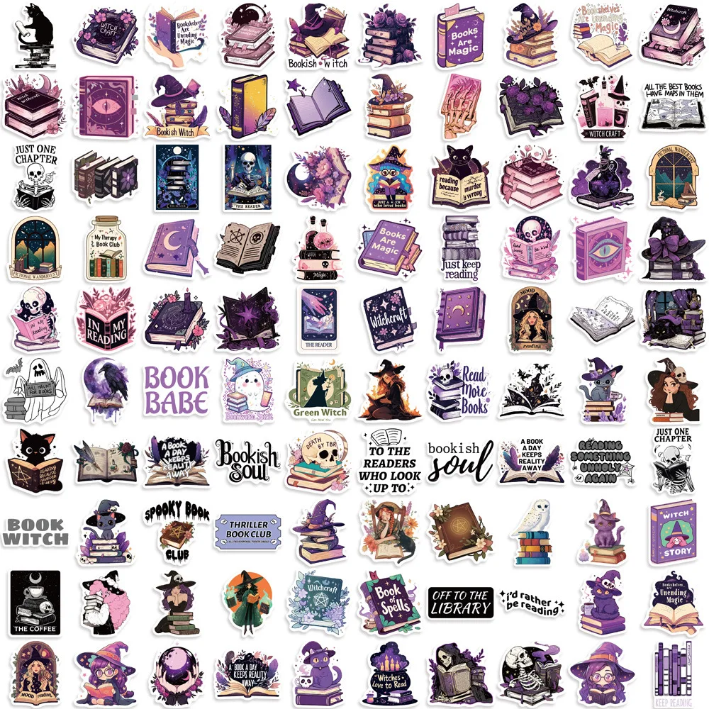 10/30/50/100PCS Purple Witch Series Reading Cartoon Sticker DIY Fridge Laptop Luggage Skateboard Graffiti Joke Sticker