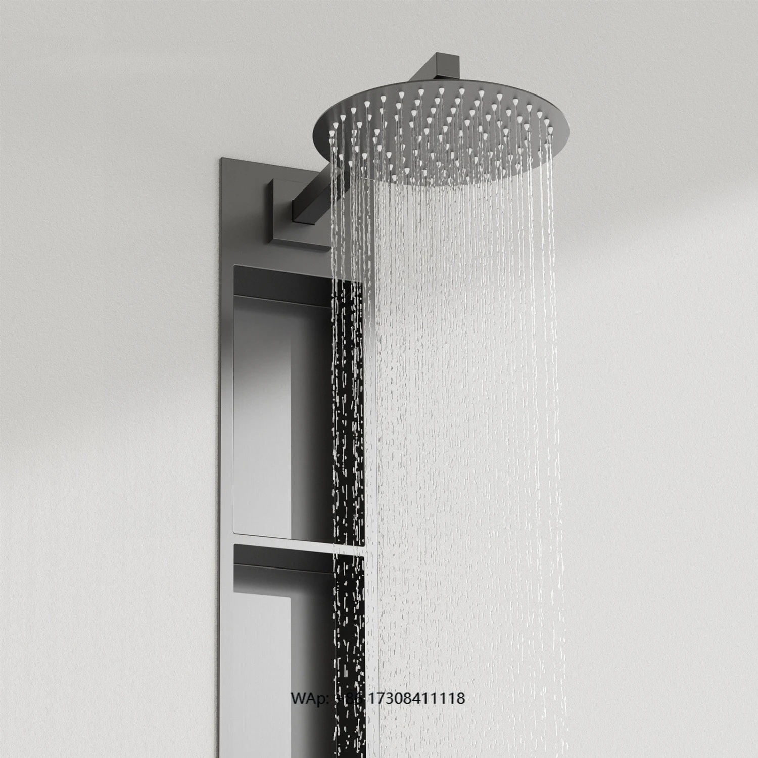 

Интегрированная душевая панель с встроенной нишей, настенная система из нержавеющей стали, душевой комплект с тропическим душем и ручным душем для современной ванной комнаты.