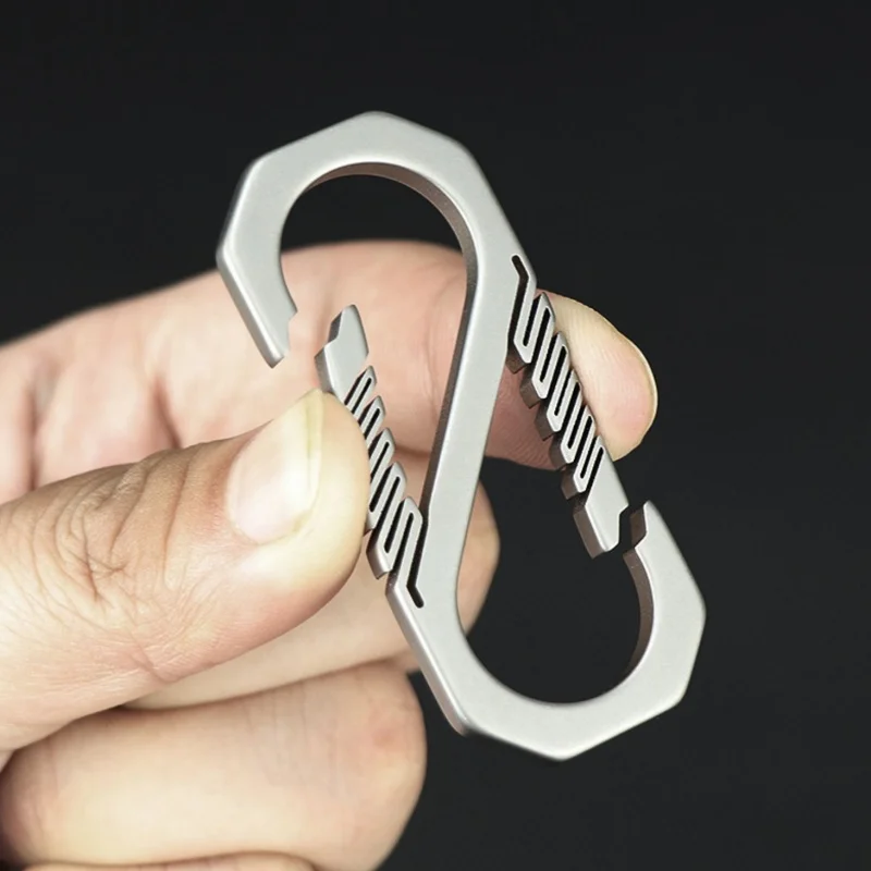 

EDC Titanium Alloy Keychain Double Open 8-shaped Key Pendant, Outdoor Daily Carrying, Festival Gift, Durable Metal,