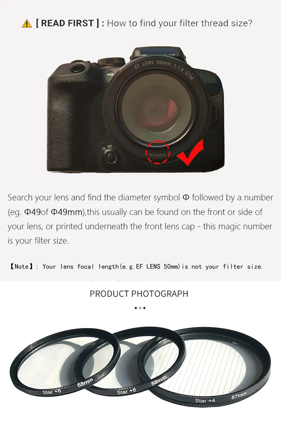MYOBO Sternfilter 4/6/8 Punkte Fotografie Sternburst-Filter -37 40,5 43 46 49 52 55 58 62 67 72 77 82 MM für Kamera Sternfilter – Detail 5