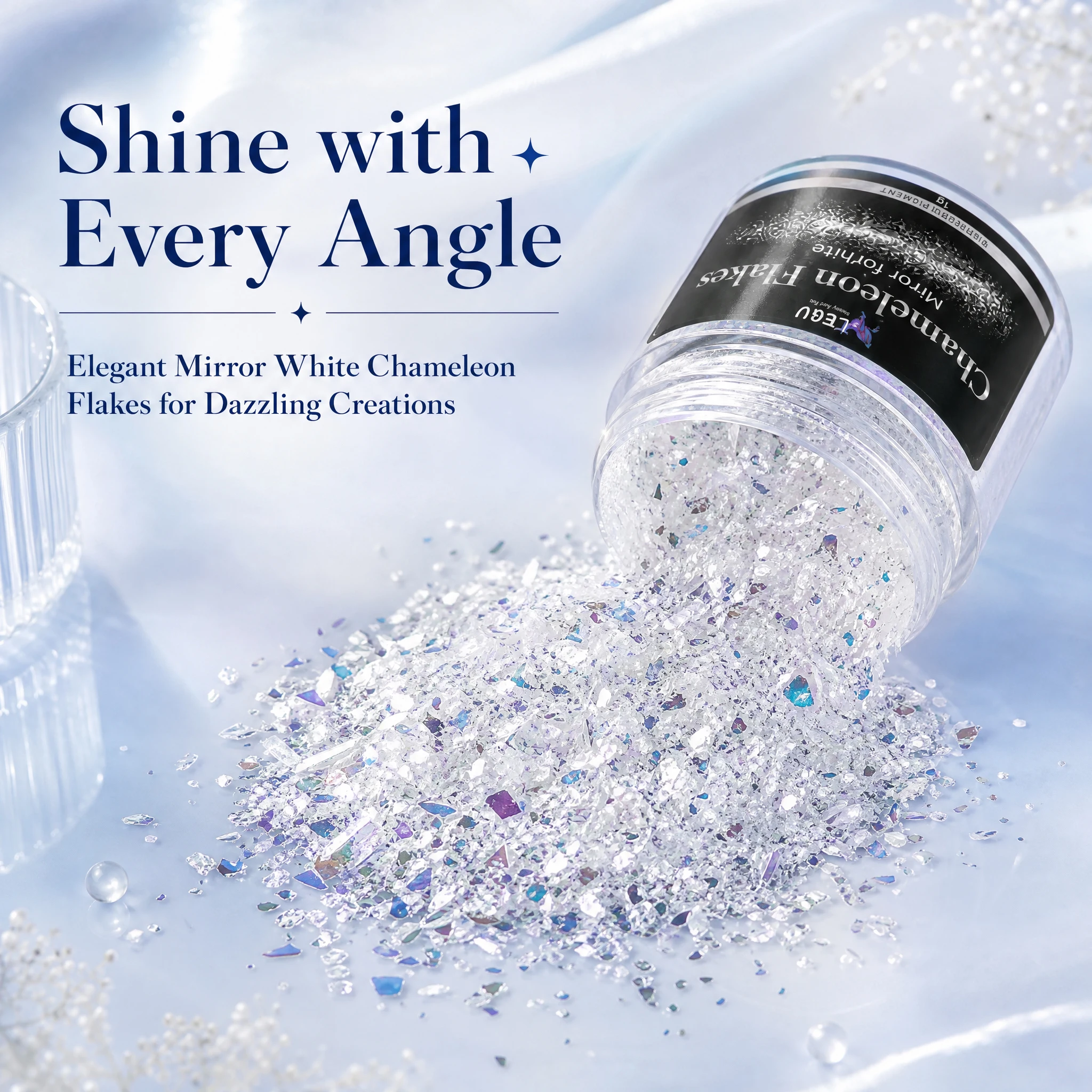 Mirror White Chameleon Flakes LEQU 1g Color Shift Pigment Flakes Resin Art Flakes for Epoxy Resin Casting Decoration