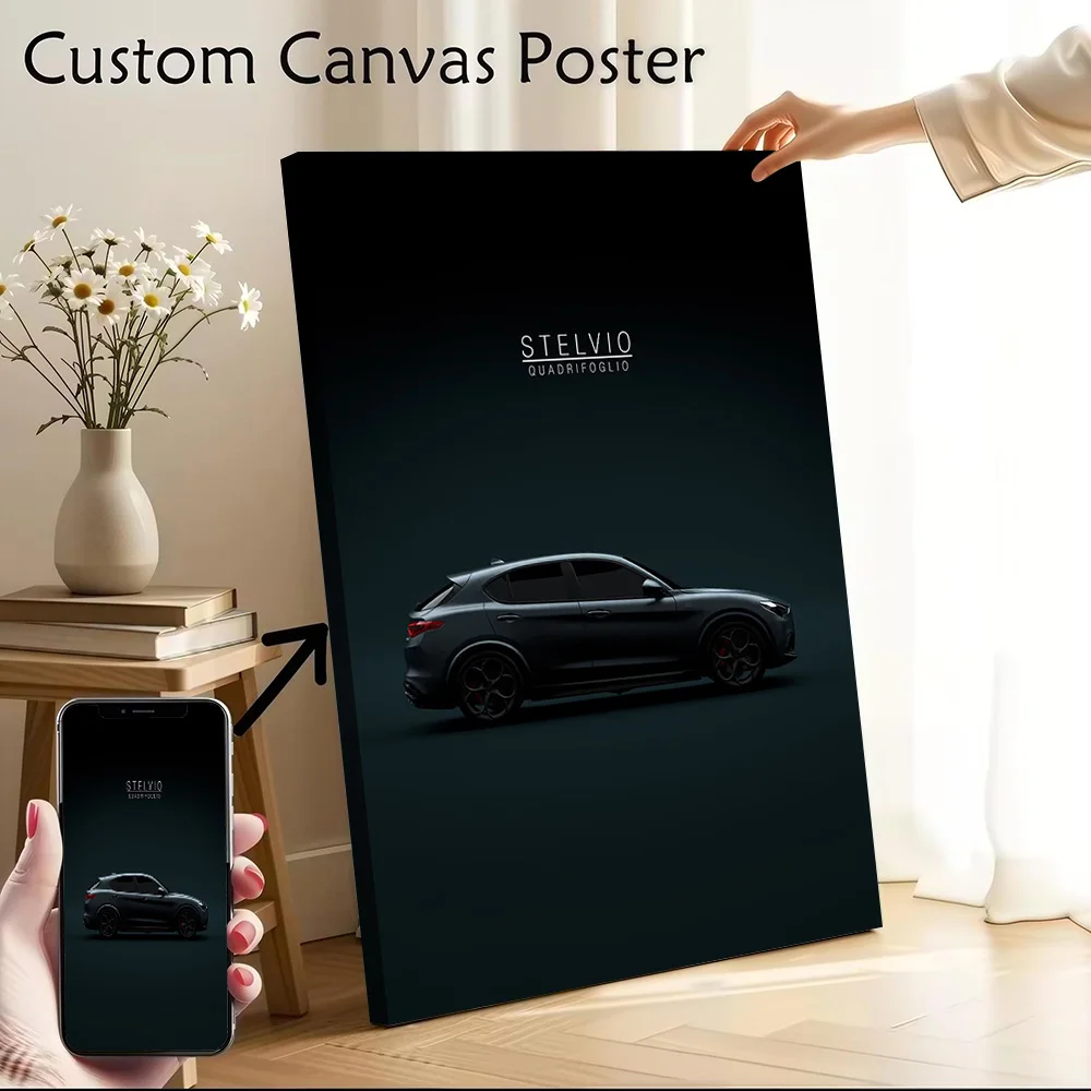 2018 Romeo Car Stelvio Canvas Poster Customizable Pictures Wall Art Canvas Painting for Living Room Decorations Walls Decoration