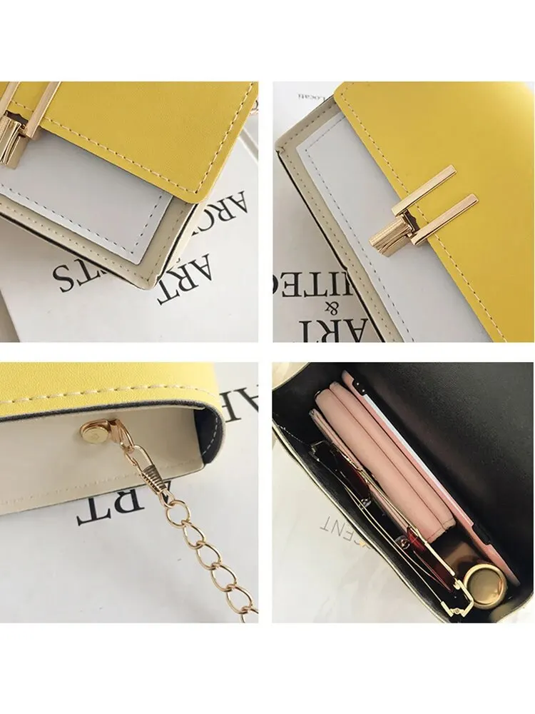 Combination Chain Small Square Bag New Fashion PU Leather Single Shoulder Crossbody Bag for Women