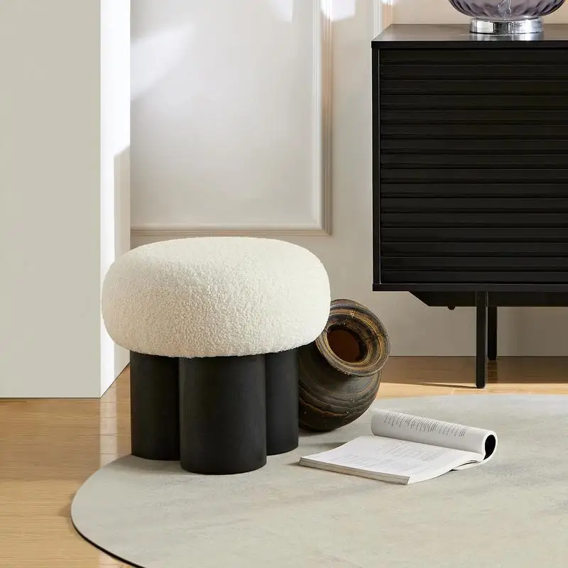 

White Lamb Wool Seat, Barrel PVC Pipe with Black Ash Willow Finish