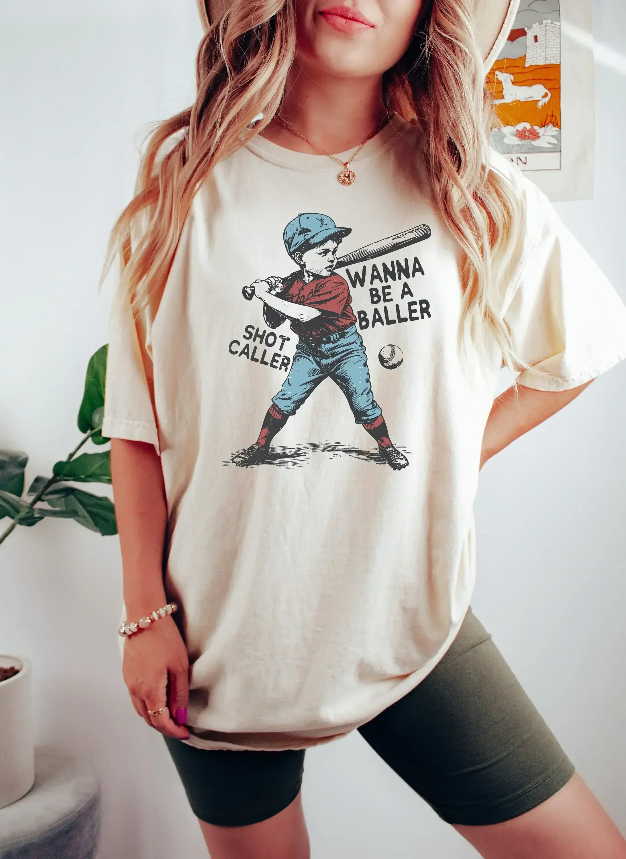 Wanna be a baller shot caller T Shirt Retro baseball boy Lover Game Day Sport
