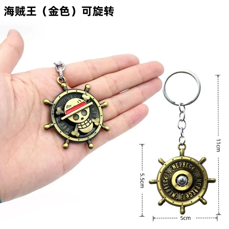 One Piece Schlüsselanhänger, kreatives Cartoon-Anime-Merchandise, Stressabbau-Spielzeug, drehbarer Schlüsselring, Rucksackanhänger, Accessoire, Spielzeug, Geschenk