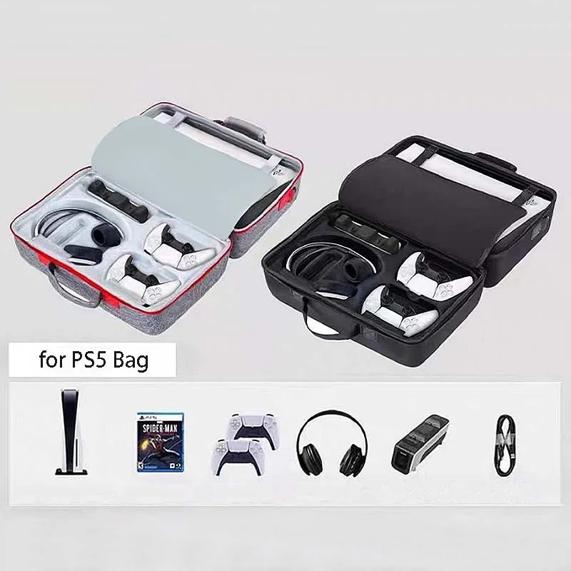 

for PS5 Storage Bag for Sony PlayStation 5 Handle Carry Case Shockproof Hard Pouch Zip Box Game Conosle Headset Holder Organizer