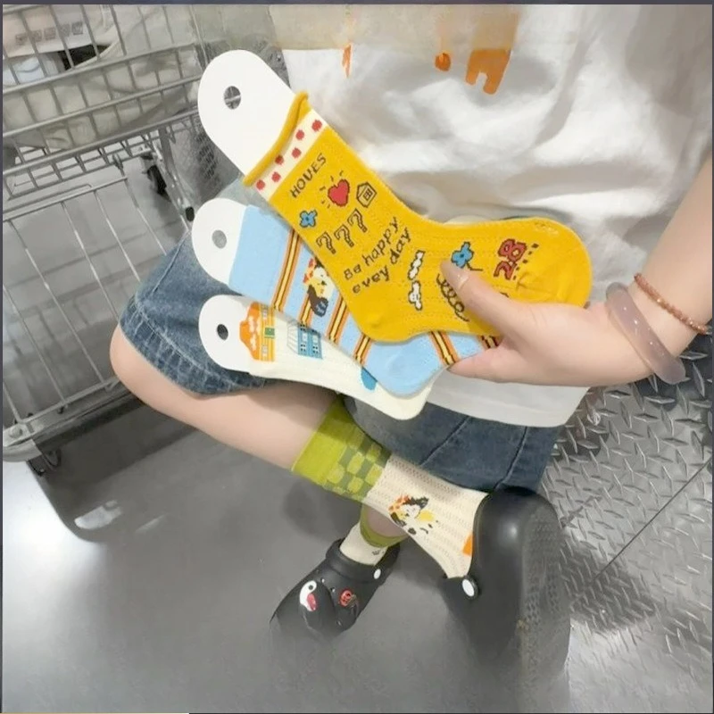 

Cartoon Anime Socks Women Mid Calf Thin Cute Funny Long Socks Stacked Socks