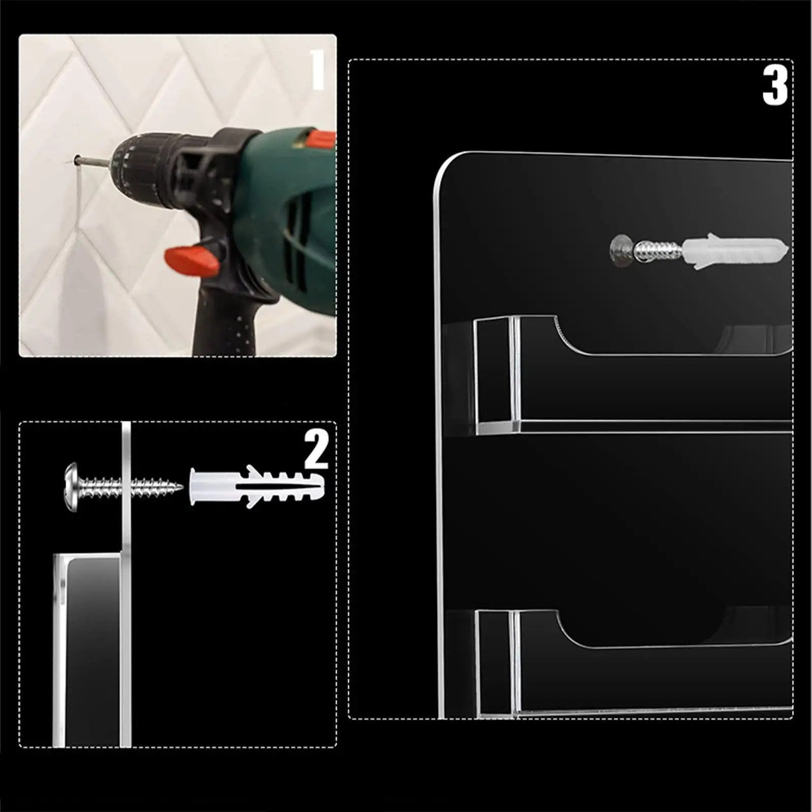 حامل بطاقة عمل أكريليك أفقي مسبق الحفر بطاقة تخزين ملصق عرض موقف معلق تنظيم حامل التسويق #4
