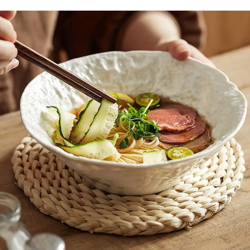 Ceramic Pasta Ramen Bowl Soup Basins Salad Home Irregular Shape Solid Color Tableware Vegetable Plates Snack Desserts Plate