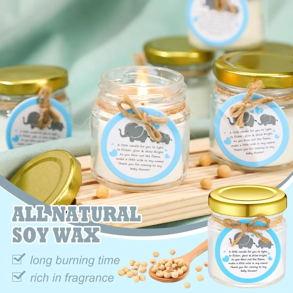 هدايا شموع استحمام الطفل - 40 عبوة من الجرار الزجاجية المعطرة باللافندر لاستحمام الأطفال الريفي وحفلات الكشف عن الجنس وأعياد الميلاد #3
