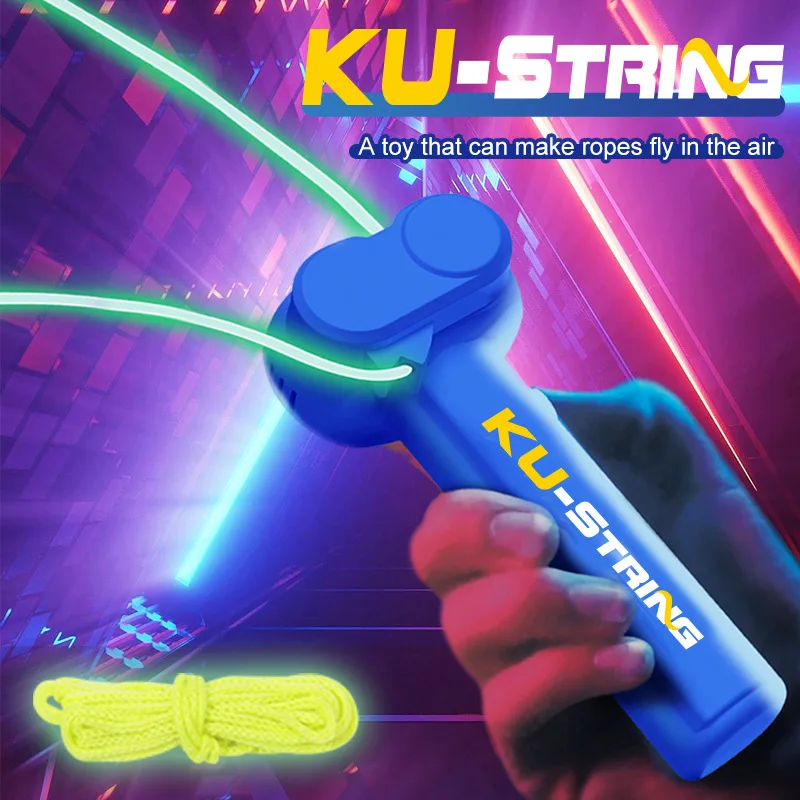 

Hot Ku-string Rope Shooting Toy Funny Glow-in-the-Dark Rope Launcher With Color Light Long-lasting Range Kids Gift For Children