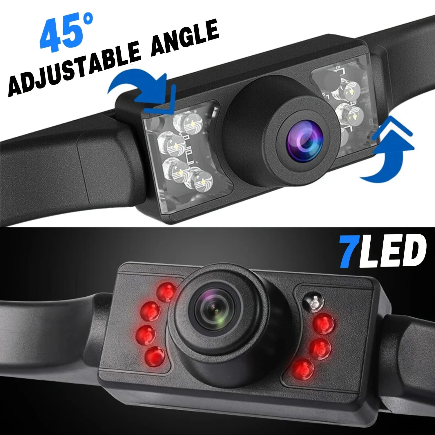 Bileeko HD Rear View Backup Camera - 7 LED Lights License Plate Frame Night Vision
