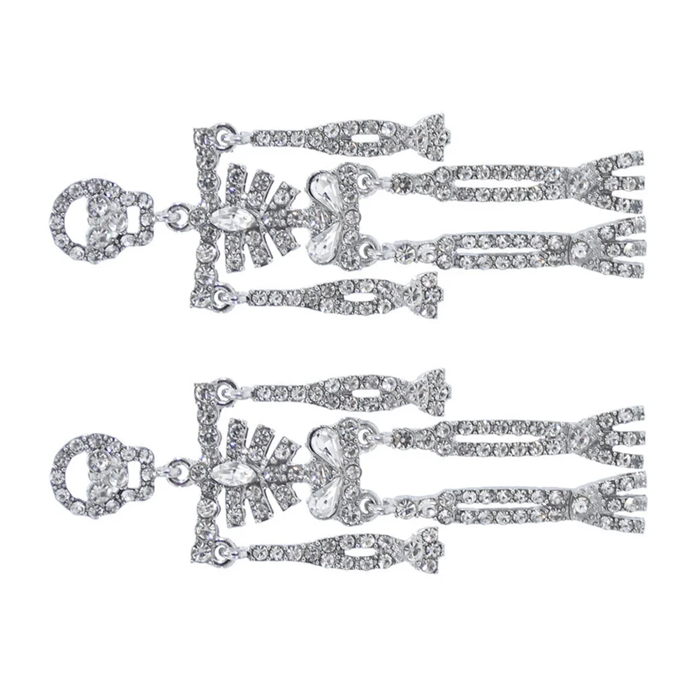 

2pcs 1 Pair Earrings Rhinestone Bling Dangle Gothic Halloween Jewelry For Women Trendy Fashion Costume Screw On Earring