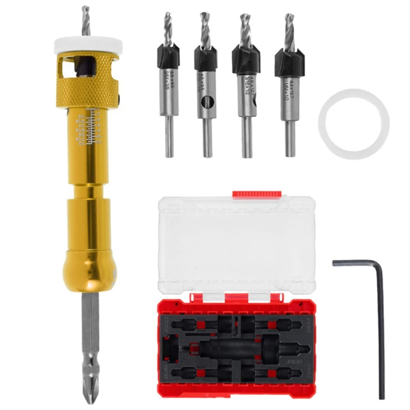 งานไม้ Counterbore เจาะขั้นตอนเจาะไม้สกรูเจาะรูเจาะเครื่องมือติดตั้ง Bit